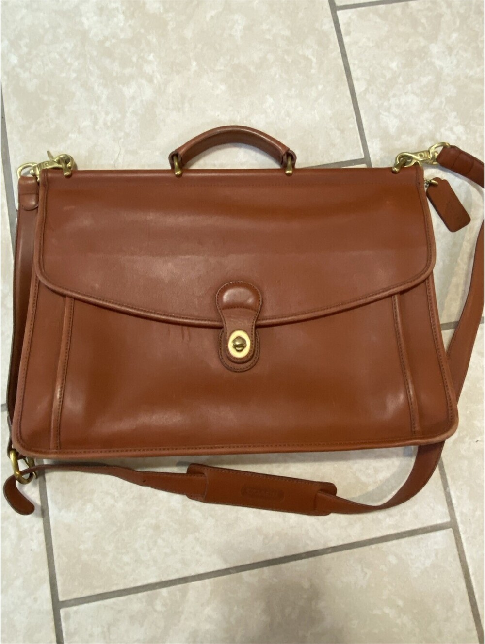 Coach Vintage Beekman Briefcase Bag 5266 British Tan 1990s Messenger Bag Laptop